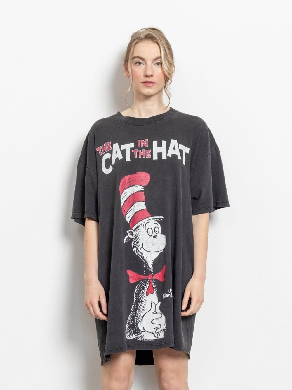 Vintage Cat In The Hat Oversized Graphic Tee Dress (Large) T-Shirt
